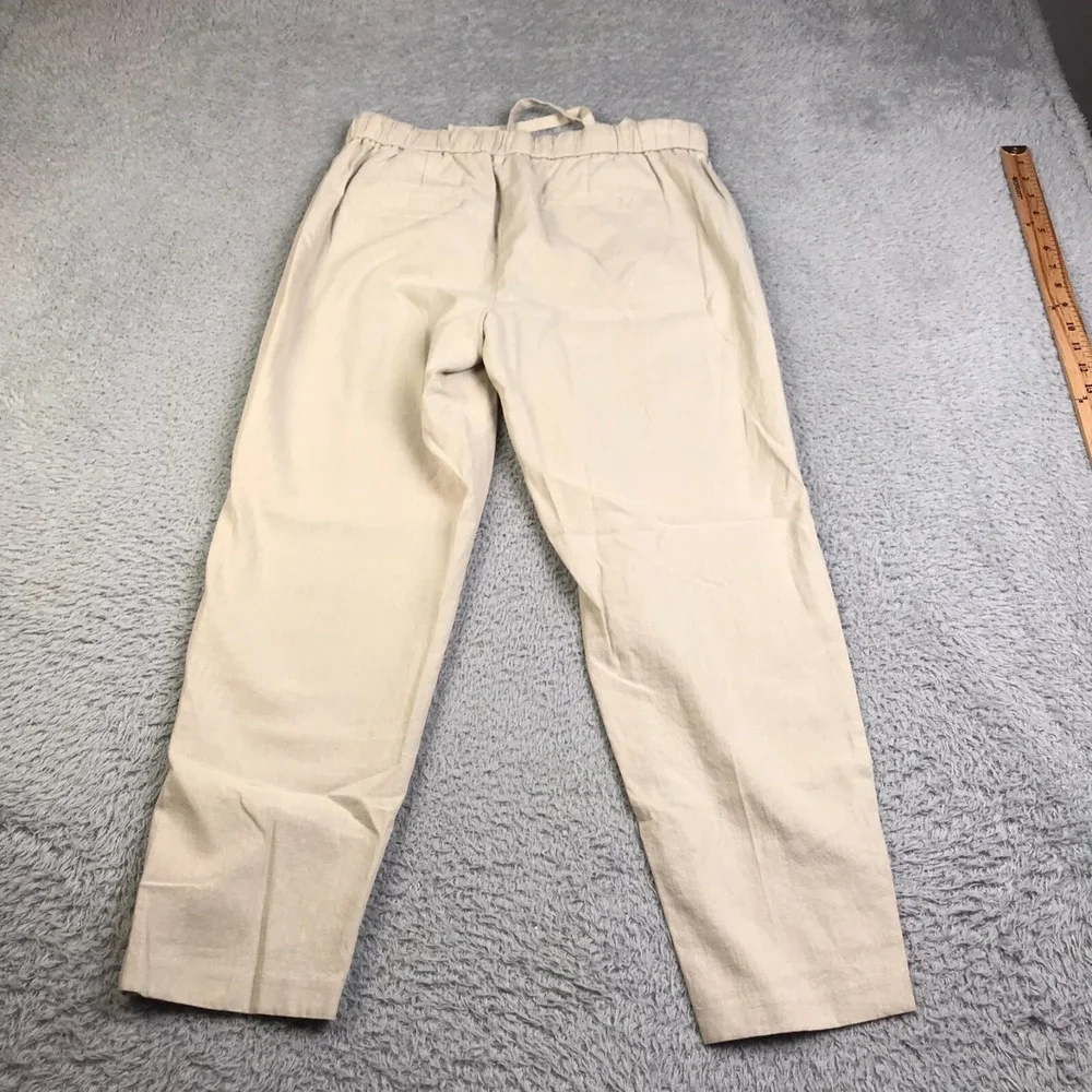 Banana Republic Pants Womens S Beige Linen Cotton Blend Pull On Drawstring NEW